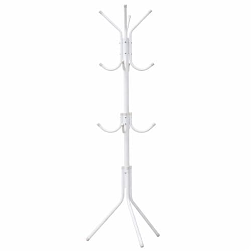 Image of 12 Hook Metal Coat Rack | Hat & Coat Stand Tree | Multi-Tier Clothes Hanger & Umbrella Holder | Hallway Entryway Organizer | Sturdy Iron Frame