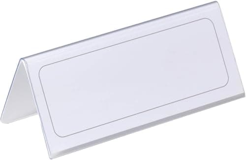 Image of Durable Table Place Name Holder 61 x 150mm Transparent - Pack of 25 - Perfect for Meetings, Conferences, Events, etc.