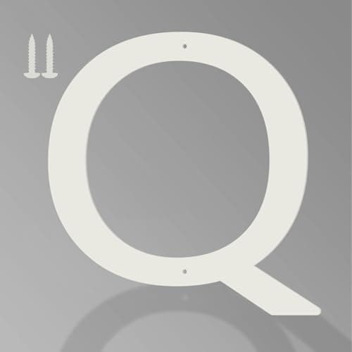 Image of 4 Inch House Numbers and Metal Letters for Outdoor Signs, Weatherproof White Metal House Address Letters for Door, Mailbox, Office, and Garden Decoration (Letter Q)