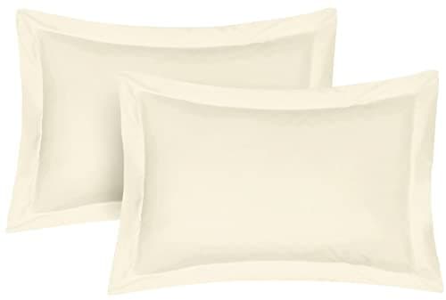 Image of Pillow Shams 2 Pack Oxford Pillowcases, 100% Cotton Ultra Soft Premium Quality Bedroom Pillow Case Cover - Decorative Standard Pillow Covers 50x75cm (Cream)