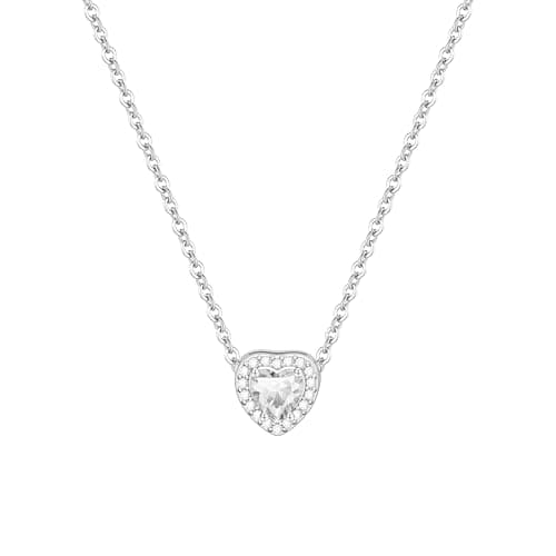 Image of Astellea S925 Silver Birthstone Necklace for Women Girls, Adjustable Heart Crystal Neckalce Birthday Christmas Jewellery Gifts (April)
