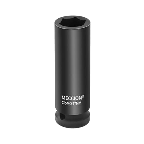 Image of Meccion 1/2 Inch Drive Impact Socket 17mm Heavy Duty Cr-Mo 6 Point Deep Socket, 78mm Length