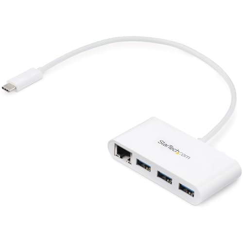 Image of StarTech.com 3 Port USB C Hub w/ Gigabit Ethernet USB Type C to 3 x USB-A Multi Port USB 3.0 Hub for MacBook Pro (HB30C3A1GEA)