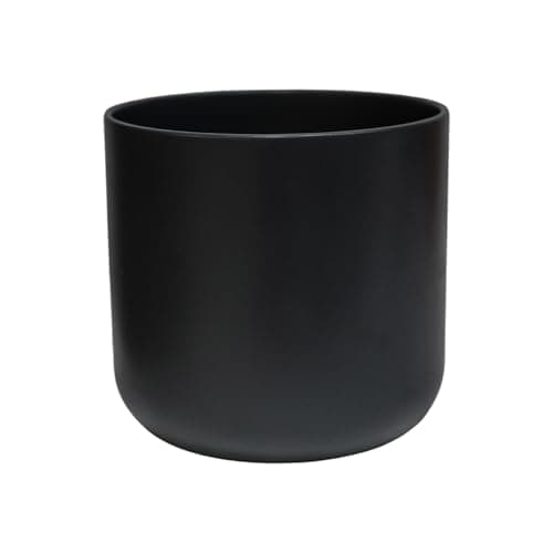 Image of Ivyline Lisbon Planter in Anthracite - Waterproof & Decorative - Stylish Indoor Ceramic Flower Houseplant Pot with Glazed Finish - H18.5cm x D18.5cm