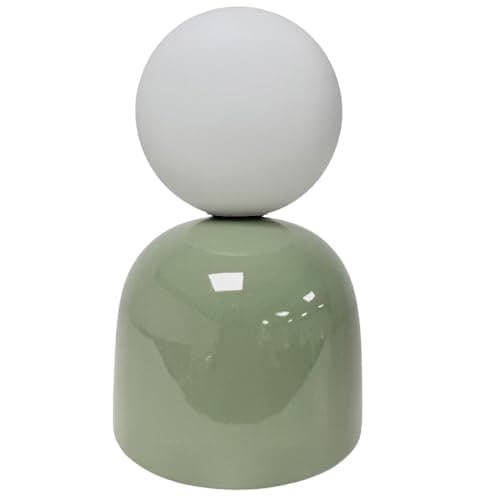 Image of Britalia Ceramic Table Lamp, Sage Green, Glass Opal Globe Shade, G9, 20cm x 12cm, 700g, White in-Line Switch