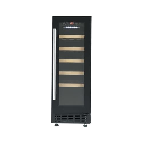 Image of Cookology CWC301BK Freestanding Under Counter Fridge Cabinet 30cm Wine Cooler in Black - 20 Bottle & 60 Litre Capacity - 5 Sliding Shelves - Digital Temperature Control - Reversible Door