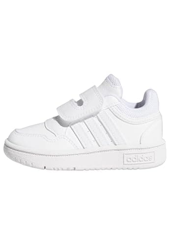 Image of adidas Unisex Baby Hoops Shoes, Cloud White/Cloud White/Cloud White, 4 UK Child