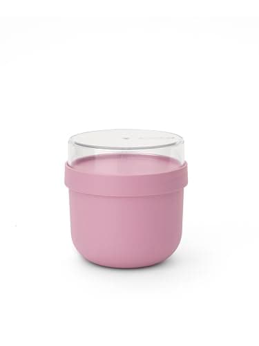Image of Brabantia Make & Take Breakfast Bowl 0.5L, with Screw-On Ingredients Food Container (180 ml), Leakproof Bowl with Lid, Large Opening, Suitable for Freezer, Dishwasher & Microwave Safe, Lilac Pink