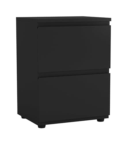 Image of URBNLIVING 2 Drawer Wooden Bedroom Bedside Cabinet No Handle Storage Nightstand Side Table