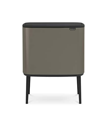 Image of Brabantia Bo Touch Bin - 3 x 11L Inner Buckets (Platinum) Waste/Recycling Kitchen Bin - Soft-touch