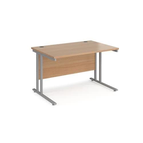 Image of Office Monster Cooper straight desk 1200mm x 800mm - silver cantilever leg frame, beech top