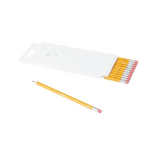 Image of Amazon Basics Wood Cased Graphite HB Pencils, presharpened, no smudge eraser tip, school, kids, Pack of 12
