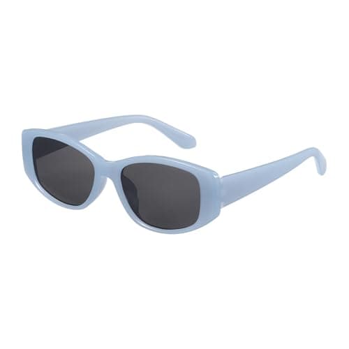 Image of sourcing map Square Polarized Sunglasses Trendy Oval Sun Glasses for Women and Men, Blue(Gray Lens)