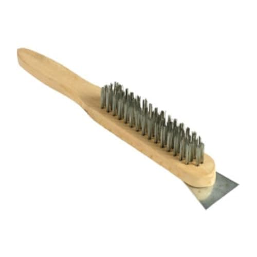 Image of SupaTool 4 Row Wire Brush & Scraper – Heavy Duty Steel Bristles with Oak Handle | Rust Removal – Paint Cleaning & Surface Preparation | 4 Row Wire Brush for Metal – Wood & DIY