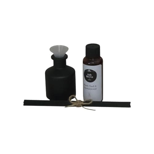 Image of luxury Hand poured 50 ml mini black Reed Diffuser, Maximum strenght, Air Fresheners for Home - Reed Diffusers for home - Home Fragrance - Room Diffuser Sticks (Black oud and bergamot orange)
