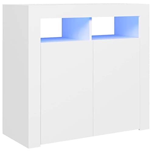 Image of vidaXL Sideboard with LED Lights Indoor Furniture Home Organiser Storage Space Cabinet Cupboard Buffer Server LED Sideboard Unit White