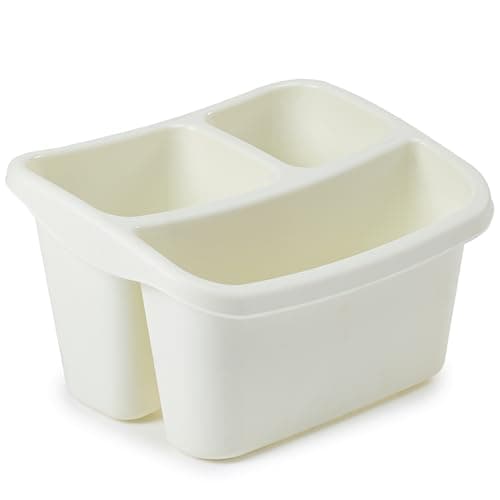 Image of VR7 Sink Organiser Kitchen Sink Cleaning Caddy Organiser Washing up Caddy Tidy Sponge Holder (Cream)
