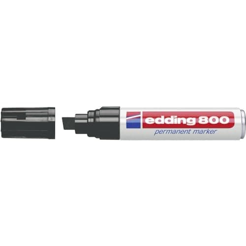 Image of edding 800 Permanent Marker - Black - 1 Pen - Chisel Tip 4-12 mm - For Bold Markings - Waterproof, Quick-Drying, Smear-Proof Pens - For Cardboard, Plastic, Wood, Metal, Glass And Fabric, 800/1-001