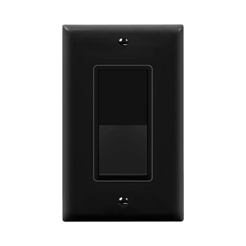 Image of ENERLITES Decorator Switch with Wall Plate, Paddle Light Switch, 3-Way or Single Pole, 3 Wire, Grounding Screw, Residential Grade, 15A 120V, UL listed, 93150-BKWP, Black with Wall Plate