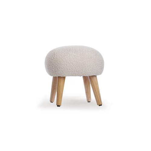 Image of CuddleCo Etta Foot Stool in Boucle Mushroom - Cosy and Stylish Ottoman for Living Room, Bedroom, or Nursery - Perfect for Relaxation and Extra Seating - Modern Design with Soft Fabric Upholstery