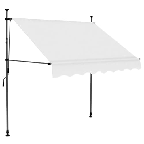 Image of vidaXL Manual Retractable Awning with LED - UV and Weather-Resistant Outdoor Terrace Canopy - 150 cm Cream Shade for Garden, Balcony with Adjustable Angle and Height