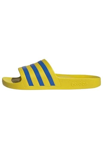 Image of adidas Unisex Adilette Aqua Slides, Yellow/Bright Royal/Yellow, 9 UK