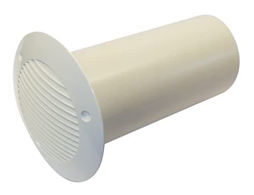 Image of Airflow Cavity Wall Ducting Kit – 150mm Diameter x 350mm Length Rigid Plastic Duct with White Grille & Screws – Airtight, Easy to Install