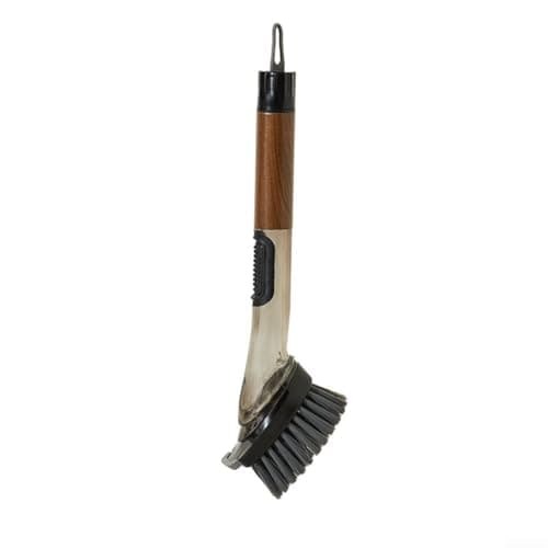 Image of 4 in 1 Soap Dispensing Dish Brush for Kitchen Cleaning | Long Handle Dish Wand with Sponge Head and Wood Pulp Replacement Heads | Ergonomic Scrubber for Sinks and
