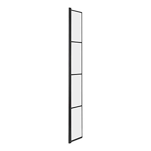 Image of Milano Barq Black Grid Hinged Shower Enclosure Return Screen - 300mm