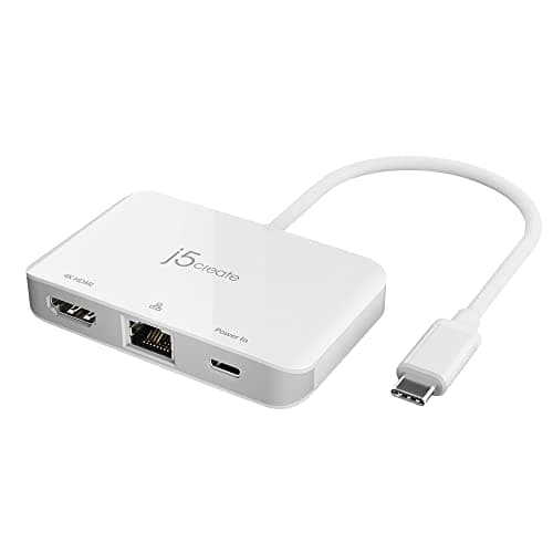 Image of j5create USB Type C to 4K HDMI and Gigabit Ethernet with PD 100W Pass-Through Charging, for MacBook Pro, MacBook Air, Chromebook, Surface Pro, iPad Pro or USB-C Laptop (JCA351)