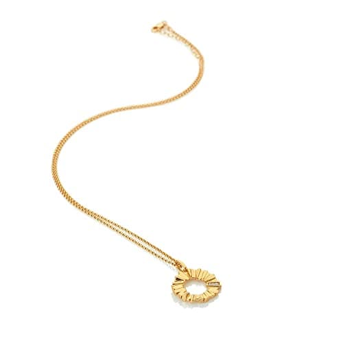 Image of Hot Diamonds Believe Gold Plated Silver Circle Pendant – Features a Real Diamond – Layered Circle Modern Pendant, Unique Jewellery Gift for Her - Includes Gift Wrap