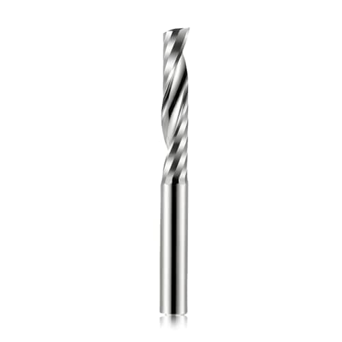 Image of O Flute End Mill 8mm Shank,8mm Cutting Dia,42mm CEL, Carbide CNC Router Bit Single Flute Up Cut Spiral Bits for Wood Acrylic Plastic(8x42X80mm)