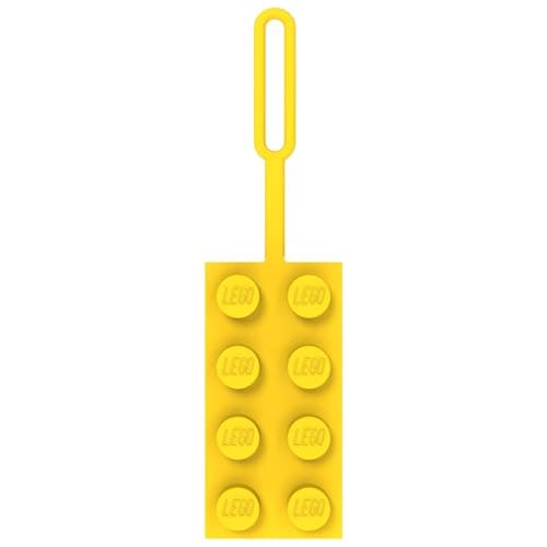 Image of LEGO Bag Tag 2x4 - Yellow (53675), Silicone Luggage Tag, Vacation, Cruise, Suitcase Identification
