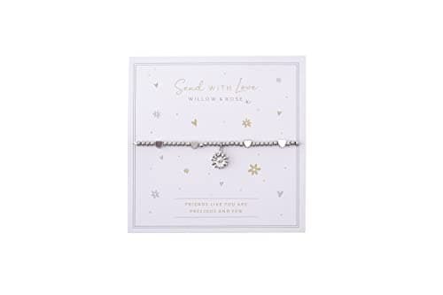 Image of CGB Giftware Beaded Daisy Flower Bracelet |Heart | ’Friends Like You Are Precious and Few’ | Silver | Gift Card | Send With Love collection Item No. GB06348
