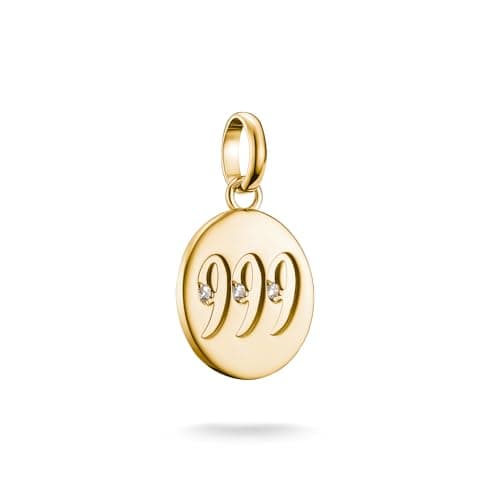 Image of Thomas Sabo Charm pendant angel number 999 with stones Connect gold-plated 18-carat Gold-plating, Recycled 925 Silver