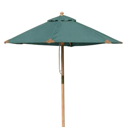 Image of The Garden Marketplace Hardwood Garden Parasol with Pulley Lift, Supportive Rib Frame and 180g/m² Polyester Canopy, Water-Repellent Finish, Choice of Colours and Sizes (Dark Green, 2M)
