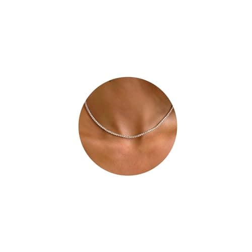 Image of LILIE&WHITE Cubic Zirconia Tennis Necklace for Women, Silver Chain Necklaces for Women, Pendant Jewelry Gift for Girls