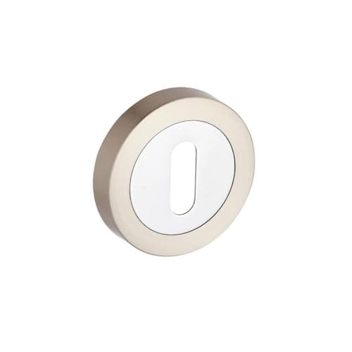 Image of Designer Levers - Door Lock Keyhole - Door Escutcheon - Screw-on Rose - Dual Finish Polished and Brushed Nickel - 1 Pair - Fixings Included
