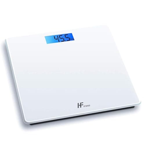 Image of HomeFashion HFitness 28x28cm 180KG Digital Bathroom Scale Weighing Scales For Body Weight Backlit Display Weight Management White