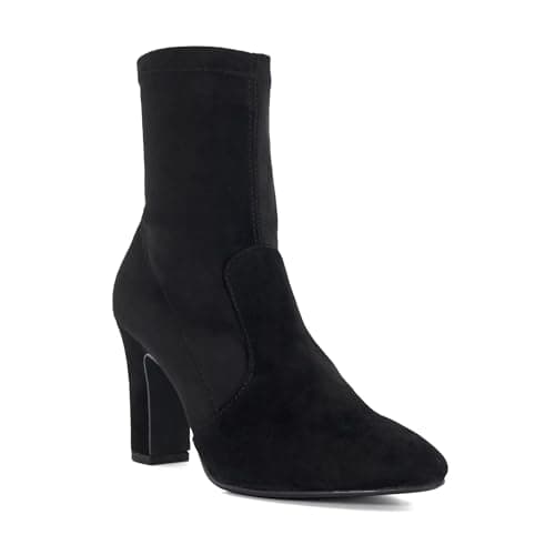 Image of Dune London Ladies OPTILLY Almond Toe Block Heel Sock Boots Size UK 3 Suede Ankle Boots