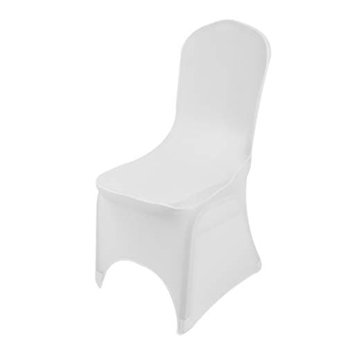 Image of Chair Covers Spandex Universal Slipcovers Dining Chair Cover Wedding Banquet Party Arched Front (White, 10)