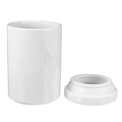 Image of DOITOOL White Ceramic Storage Jar with Airtight Lid 6.22 Inch Tea Caddy for Loose Tea Sugar Coffee Kitchen Organization Nordic Style White Canister Pasta Jars