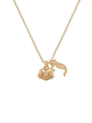 Image of Juicy Couture Icon Heart & J Charm Pendant Necklace for Women (Gold)