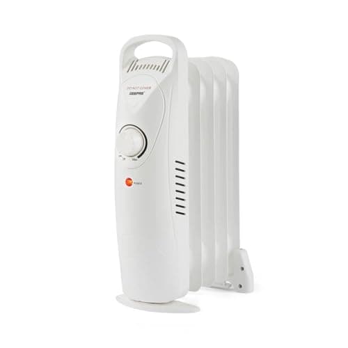 Image of Geepas Oil Filled Radiator Heater 450W, 5 Fin | Mini Portable Electric Heater Adjustable Thermostat Overheat Protection Energy Efficient Heating | 2 Year Warranty White