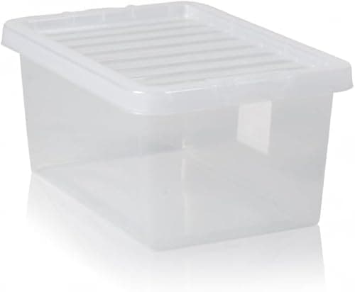 Image of Checkmart PACK OF 2 Large Storage Box with Lid Strong Plastic Stackable Nestable Container Home Office Clear (11 Litre)