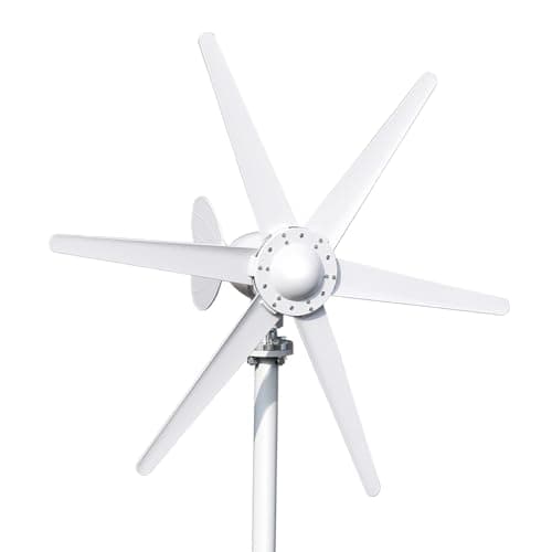 Image of 800W Wind Turbine Generator, 12V/24V Wind Power System with 6 Blade Rotor, Low Start Speed Wind Turbines, Automatic Wind Direction Adjustment for Home Farm RV Boat