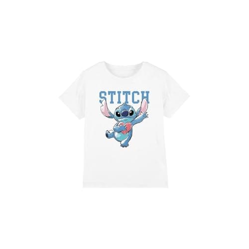 Image of Lilo and Stitch Boys & Clutching Hearts Unisex Kids T-Shirt, White, 3-4 Years UK