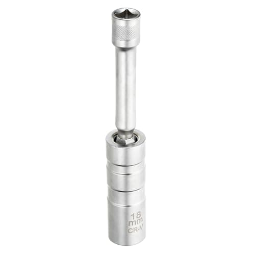 Image of sourcing map 1pcs Spark Plug Socket Set 3/8" Drive 18mm Swivel Magnetic 12 Point Medium Thin Wall Spark Plug Socket with 360 Degree Swivel CR-V Steel, Silver