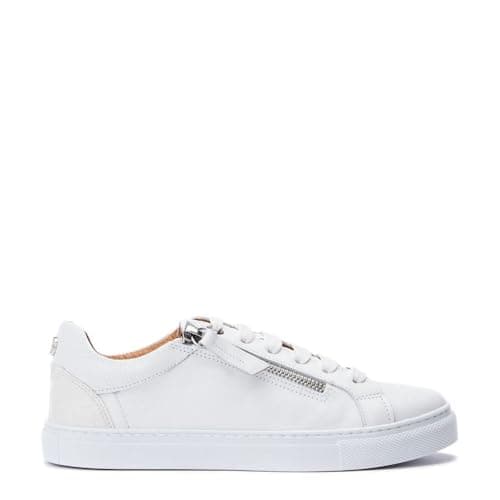 Image of Moda in Pelle Women's Bailly White Leather Slab Soled Trainers 3