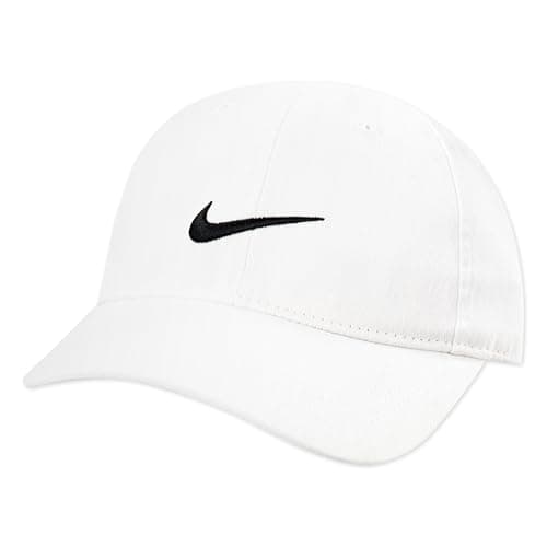 Image of NIKE Youth's Embroidered Swoosh Logo Cotton Baseball Cap SZ 4/7 (White)